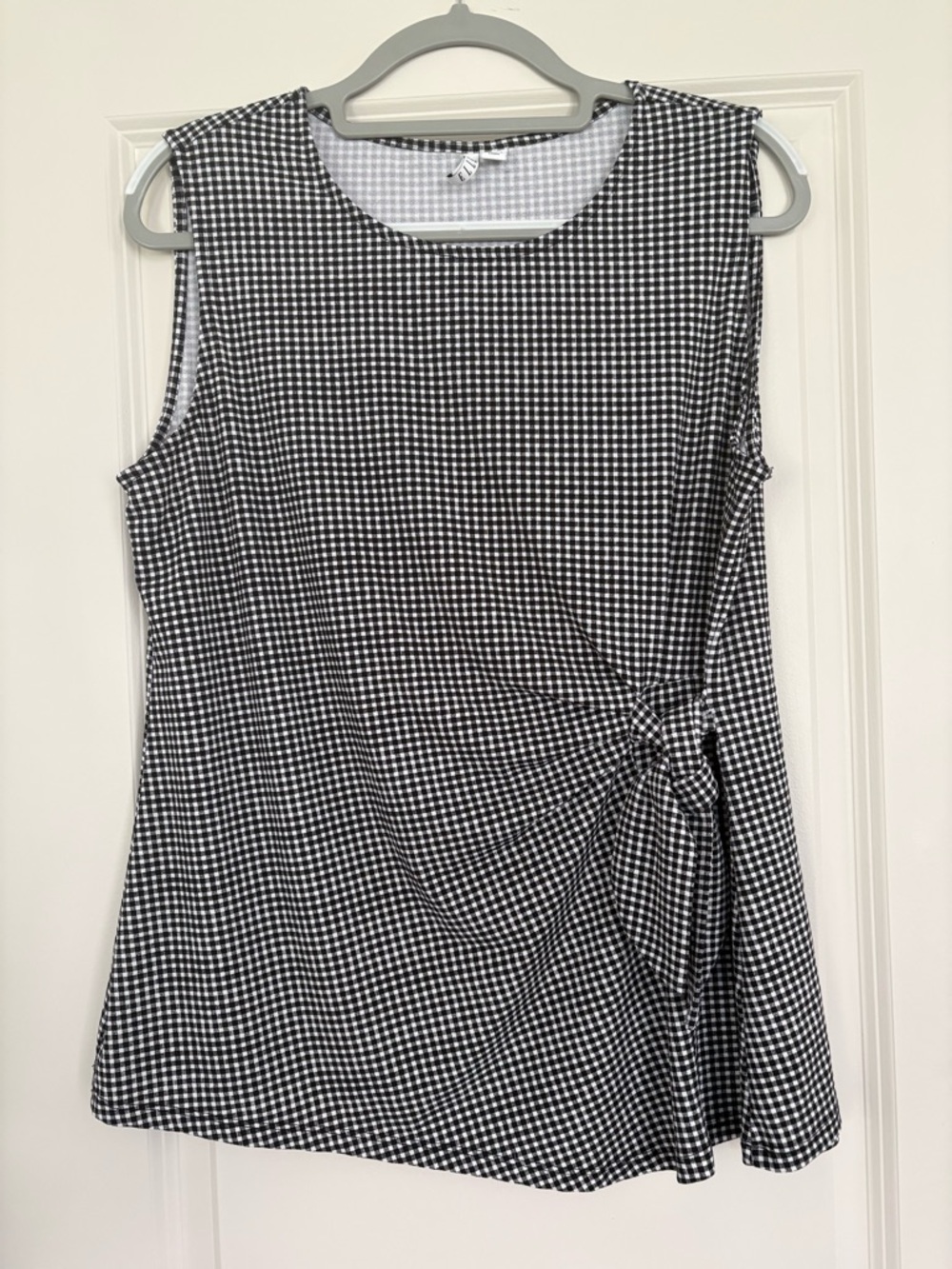 Elle Black & White Gingham Tie Detail Top